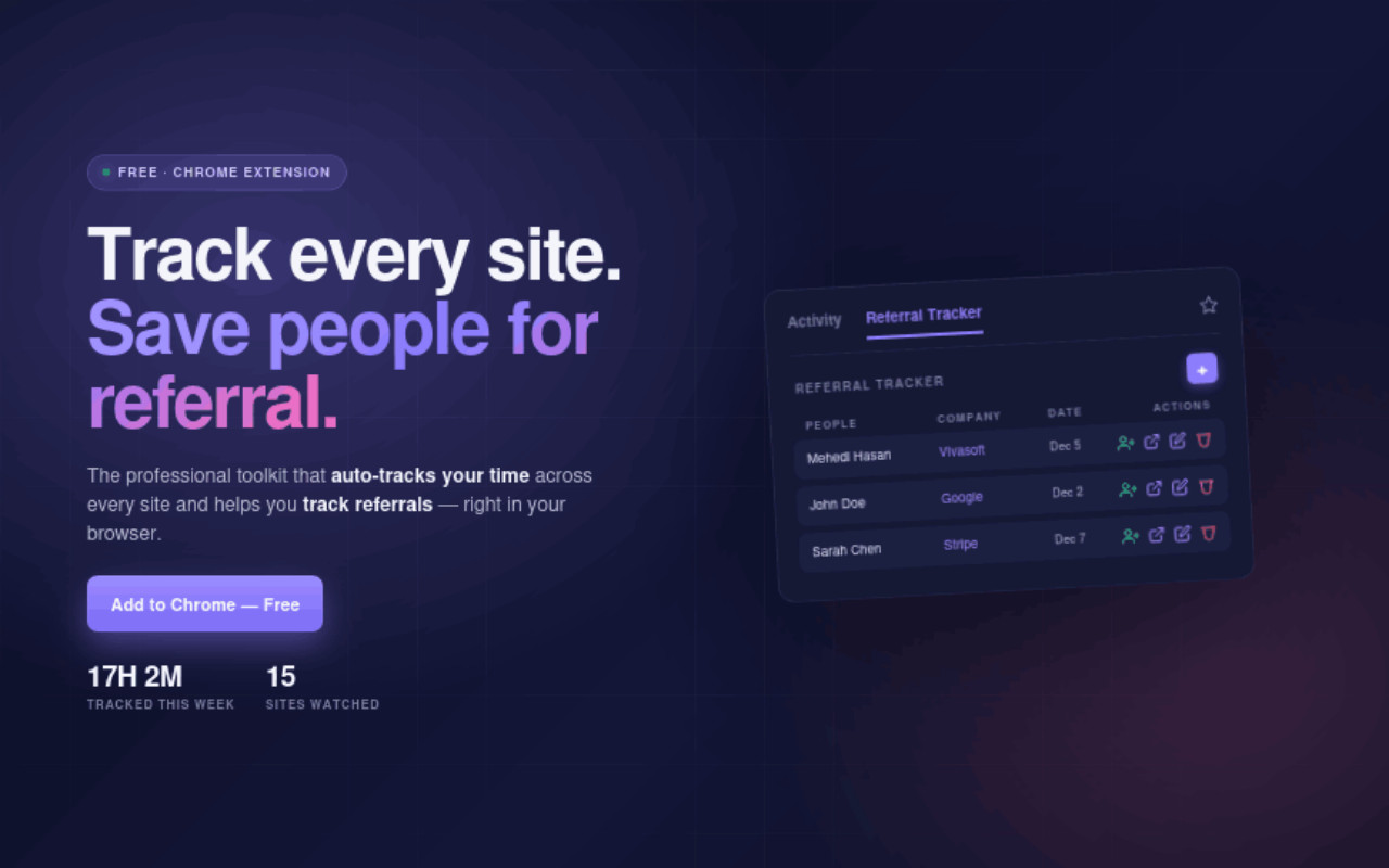 ActLytic extension — referral tracker and activity overview